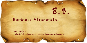 Berbecs Vincencia névjegykártya